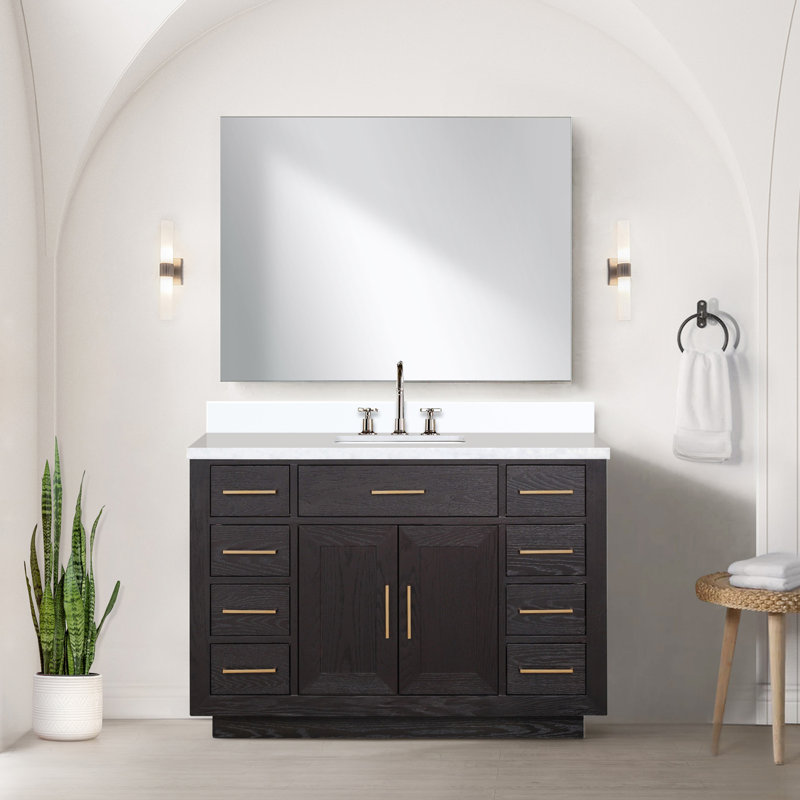 Meuble-lavabo simple avec plateau en marbre de culture
