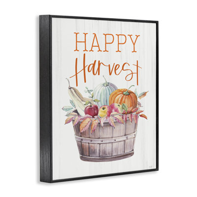 Happy Harvest Rustic Basket Framed Giclee, design by Lux + Me Designs