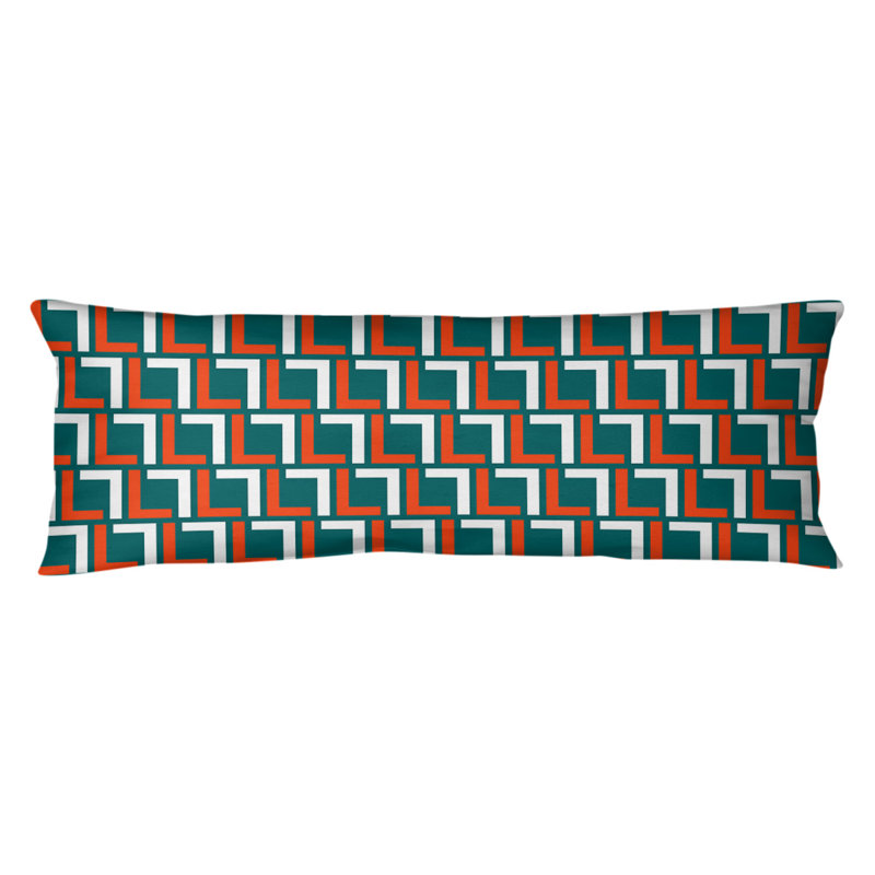 Polyester Medium Pillow, Orange/White/Aqua, Polyester