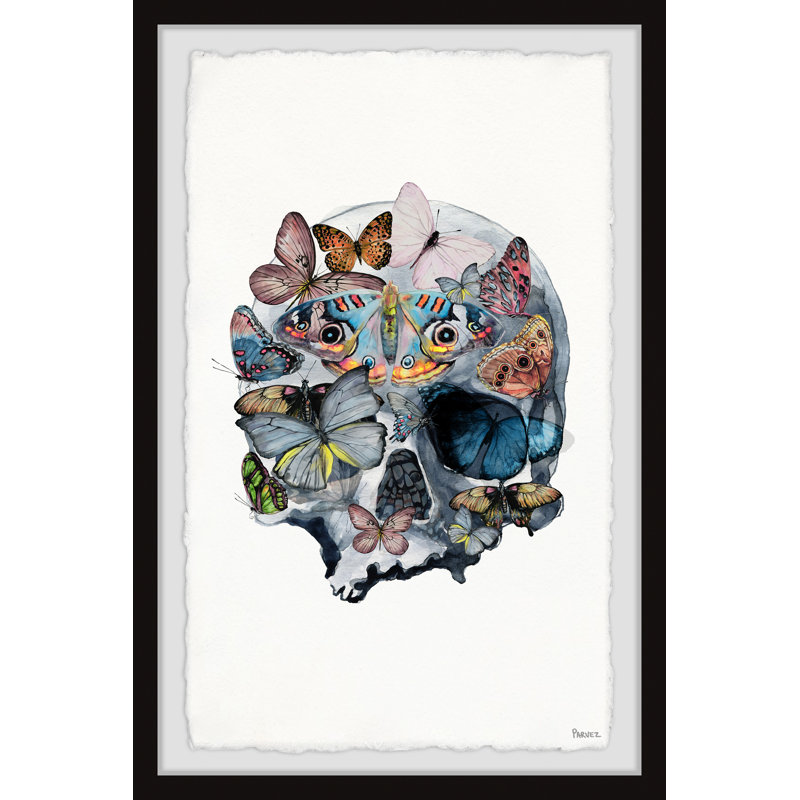 Magnificent Butterfly Skull by Parvez Taj - Single Picture Frame Painting, 30 cm H x 20 cm W