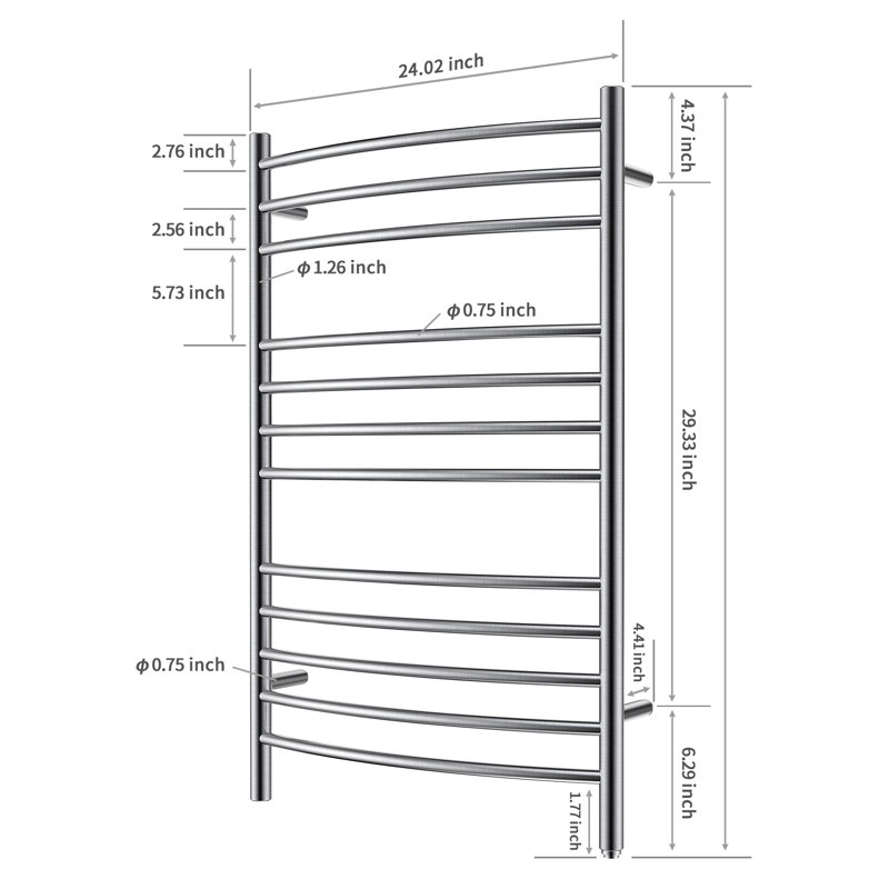 Brushed Stainless Steel Wall Mounted Towel Warmer
