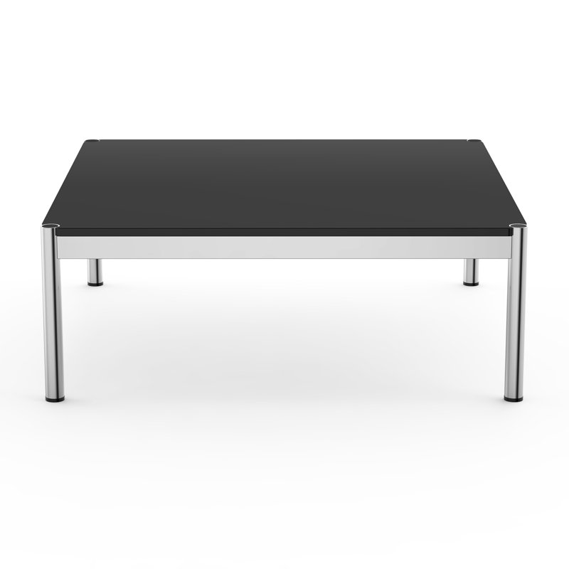 Brothir 39.4'' Wood Top Square Coffee Table with Stainless Steel Base 3 Min to Assemble, Black