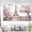 Paysage urbain «Eiffel avec fleurs roses», peinture-35109230-35109233