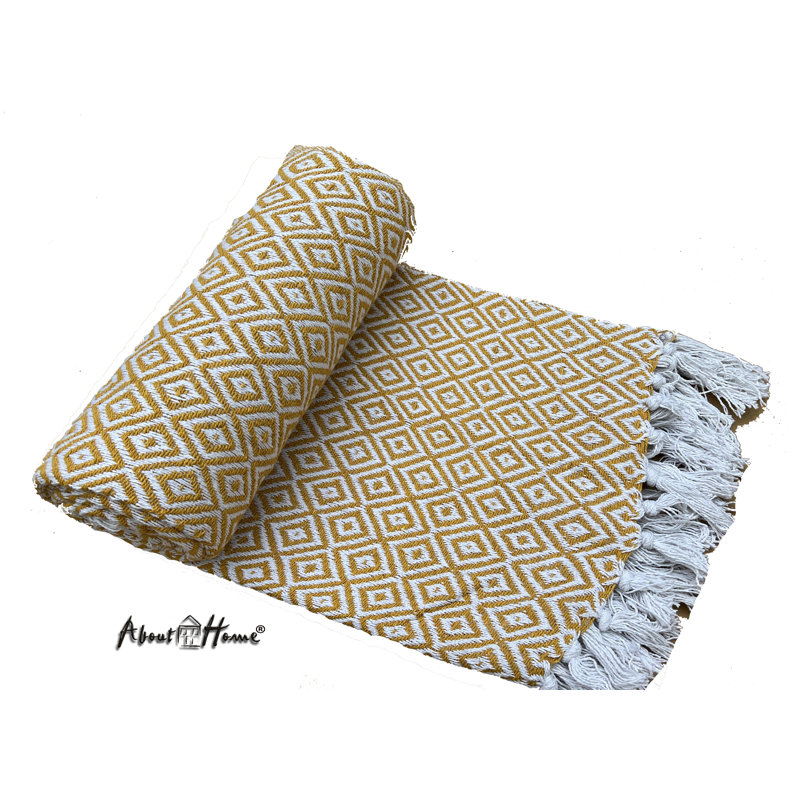 Cotton Throw, W127 x L152cm, Mustard