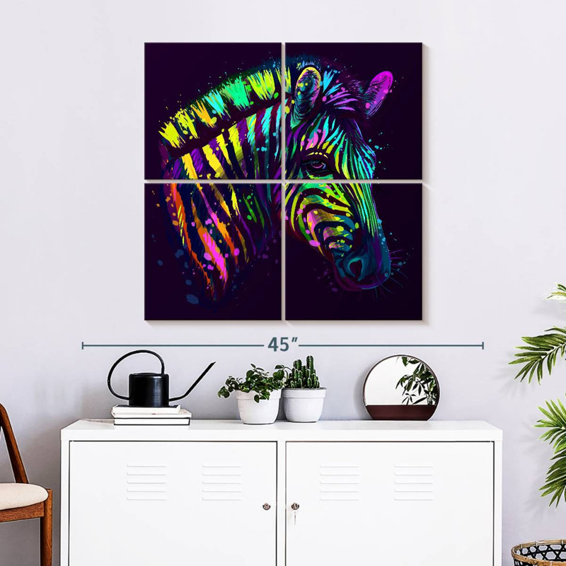 Brampt Neon Striped Zebra, 32" H x 32" W