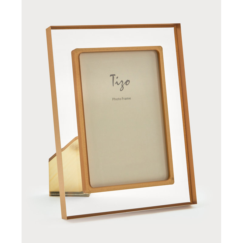 Lucite Picture Frame, 4" W x 6" H, Gold