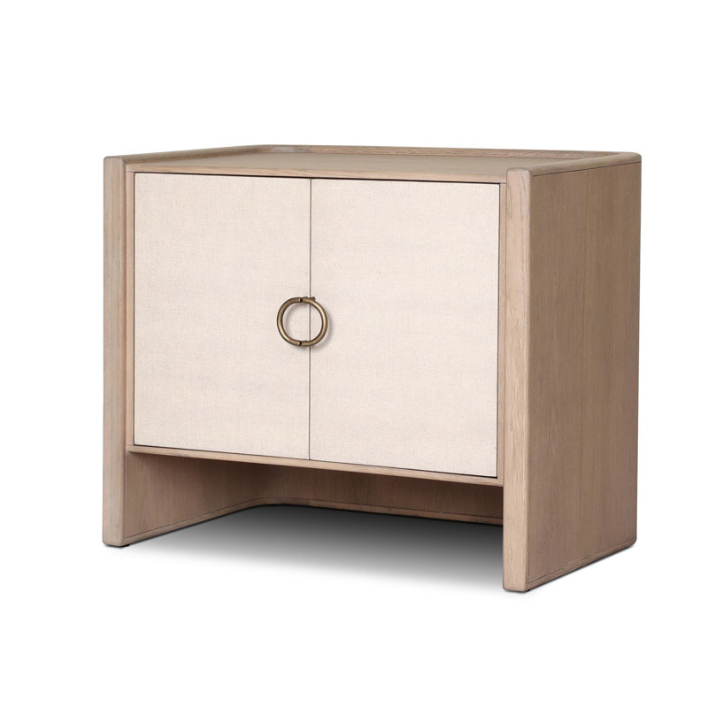 KIRAN 30'' W Nightstand, White/Natural