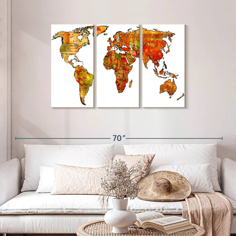 Aliaz Country Flags Map, 28" H x 45" W