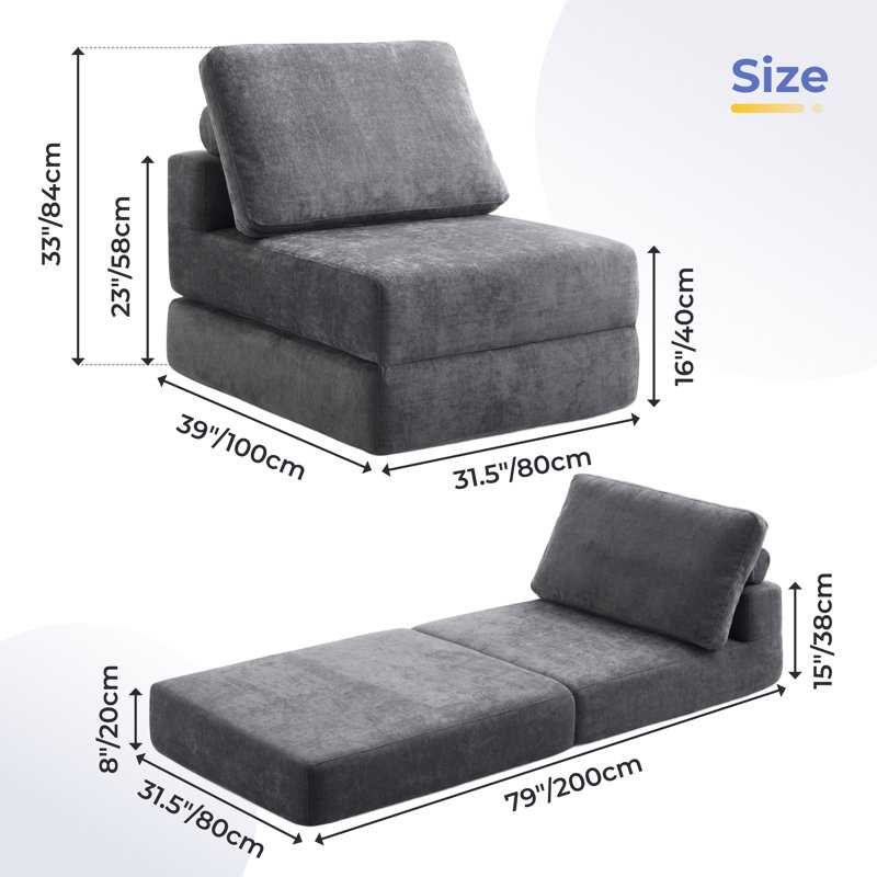 1 Seater Sofa Bed, Armless