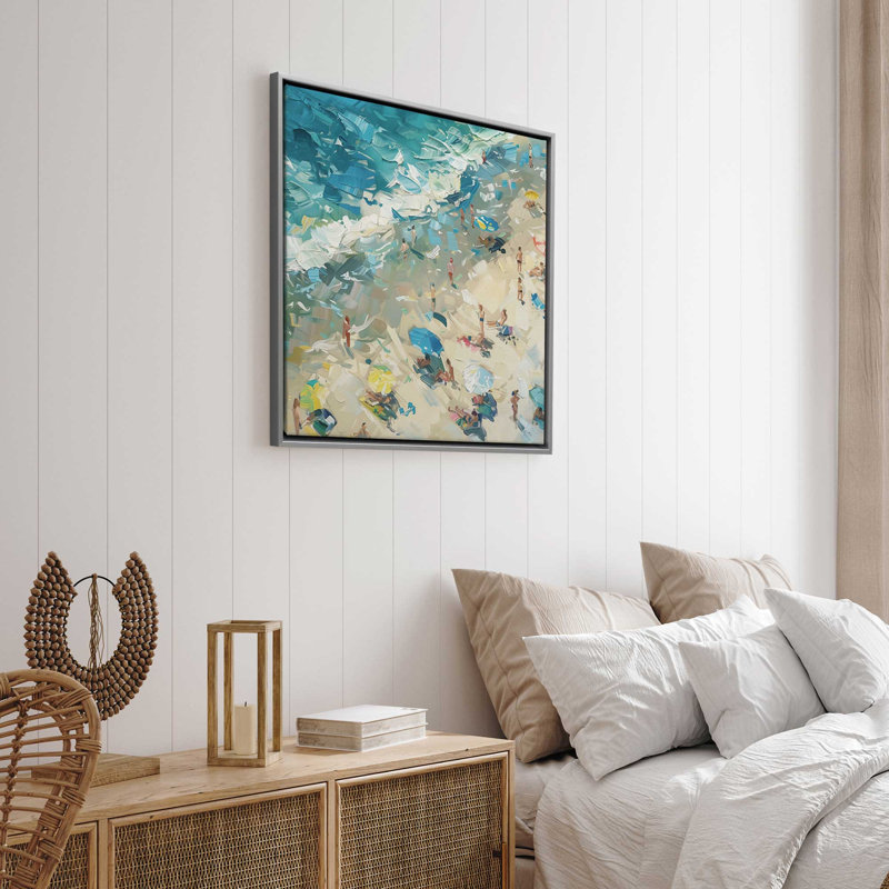 «Coastal Harmony on Canvas» par Azure Artisanal Studio, reproduction, Cadre flottant en chrome poli