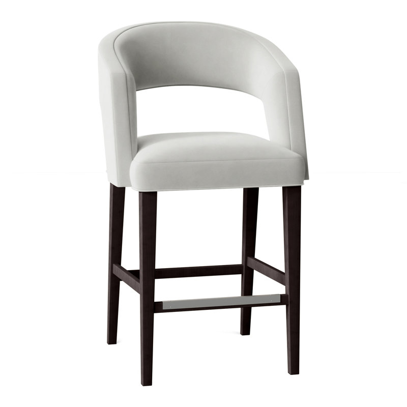Bryant Upholstered Stool with Solid Wood Frame, Perigold Mixi Linen, Espresso