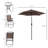 4 Piece Outdoor Patio Dining Furniture Set, 2 Folding Chairs, Adjustable Angle Umbrella, Wave Textured Tempered Glass Dinner Table-1345930180