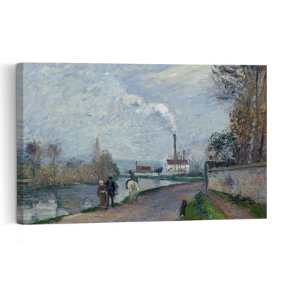 La rivière Oise à Pontoise, 1876. Affiche murale abstraite contemporaine représentant un paysage animalier avec des chevaux.