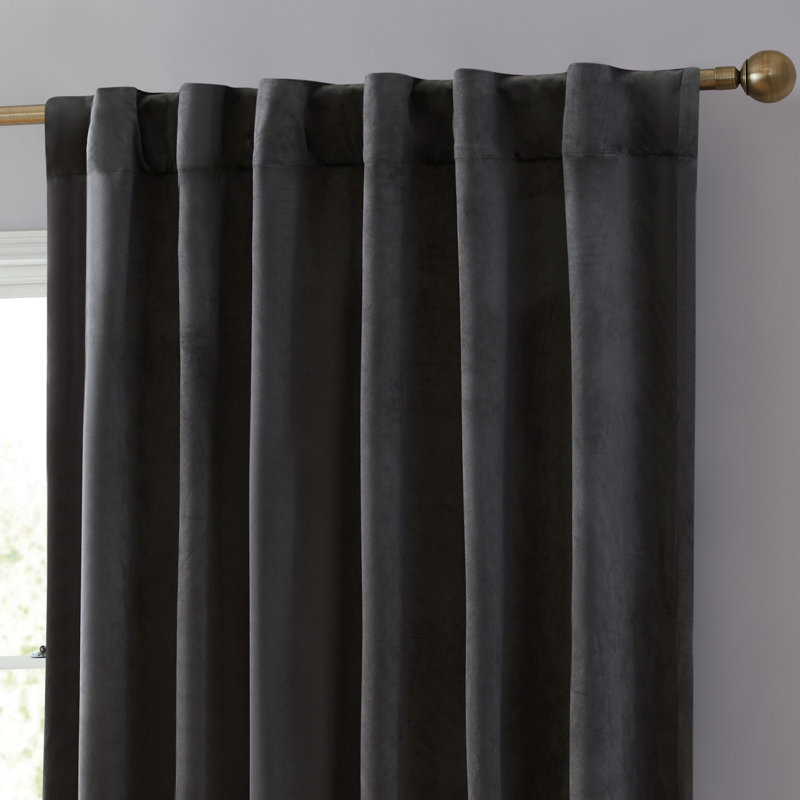 Charcoal Grey Velvet Light-Filtering Window Panels, 54" x 84"