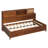 Wooden Daybed With 3 Storage Drawers, Upper Soft Board, Shelf, And A Set Of Sockets And USB Ports, Walnut-1285411971-1285411969