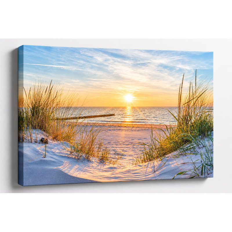 Tranquil Sunrise Beach Path Canvas Wall Art, 30" H x 40" W