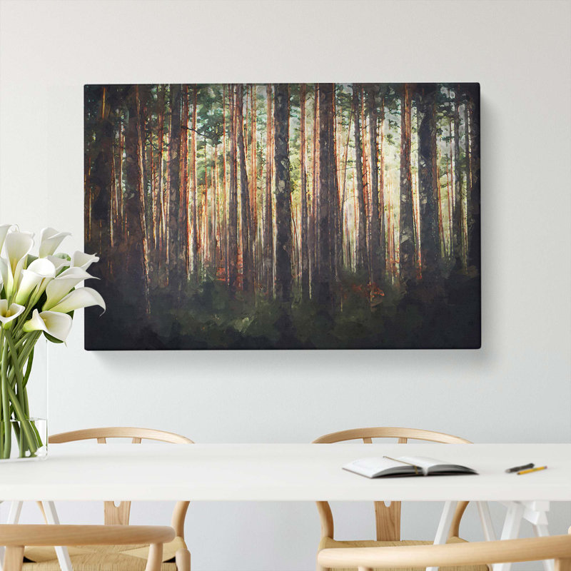 Pine Tree Forest In Spring In Abstract - Wrapped Canvas, 35cm H x 50cm W x 3cm D