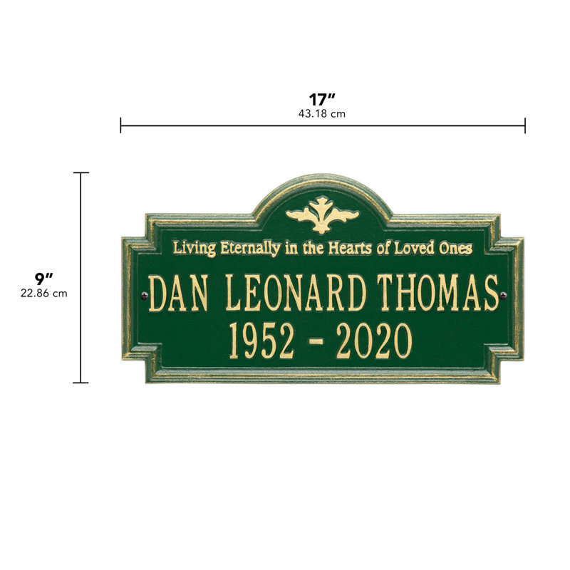 Arlington 'Living Eternally' Memorial Plaque, Yes, Green/Gold