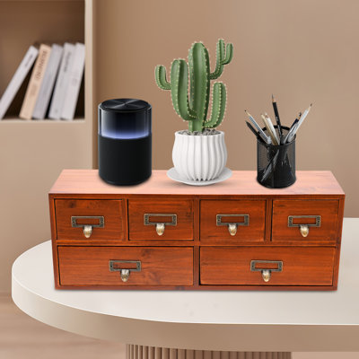 Abbigael 6-Drawer Wood Stackable Desk Organizer