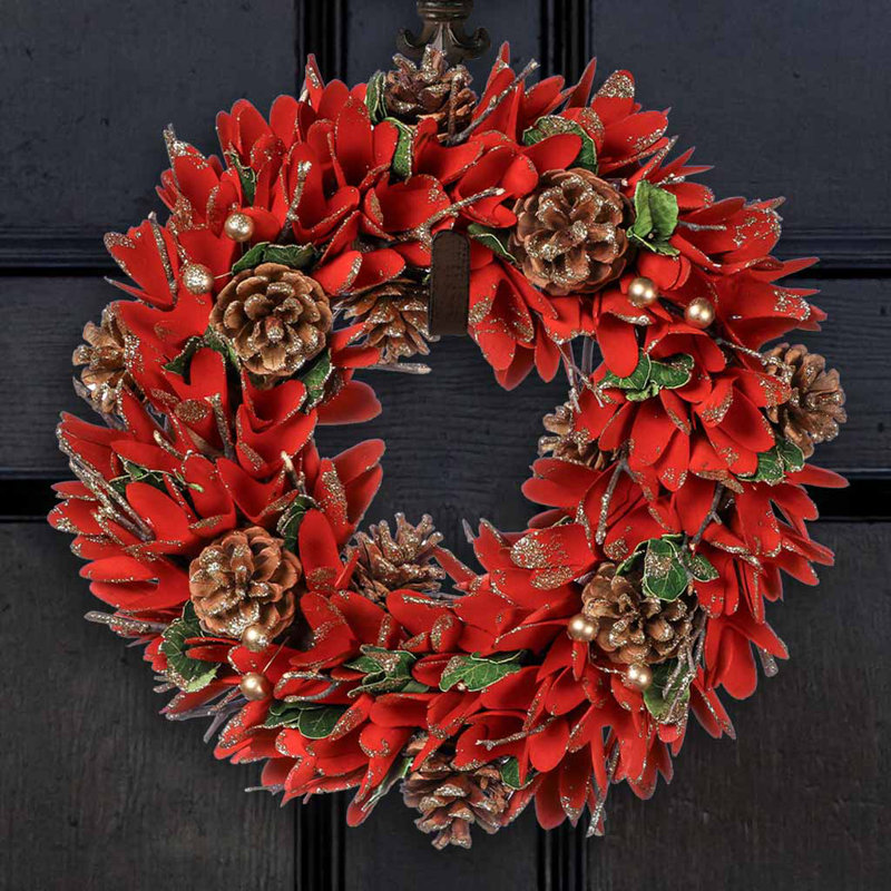 Handcrafted Faux Pinecones 36cm Wreath