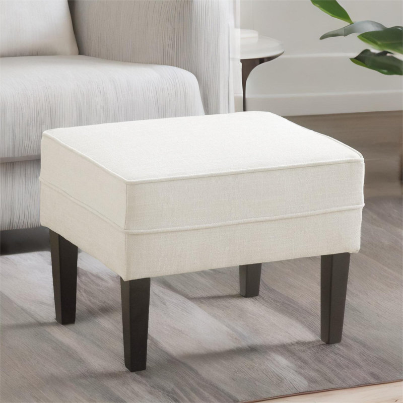 Chalyce Upholstered Ottoman, Beige Polyester Blend