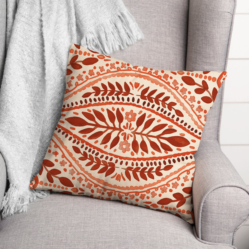 Housse et insert de coussin extérieur d'extérieur, Orange, Floral 4