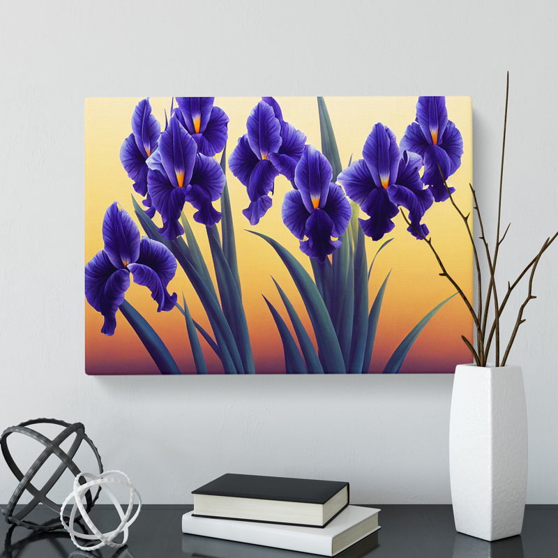 Excellent Iris Flowers - Wrapped Canvas, 50cm H x 76cm W x 3cm D