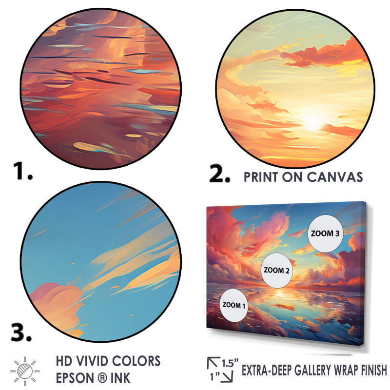 Neo Impressionism Infused Sky Reverie Canvas Art in Maple Frame