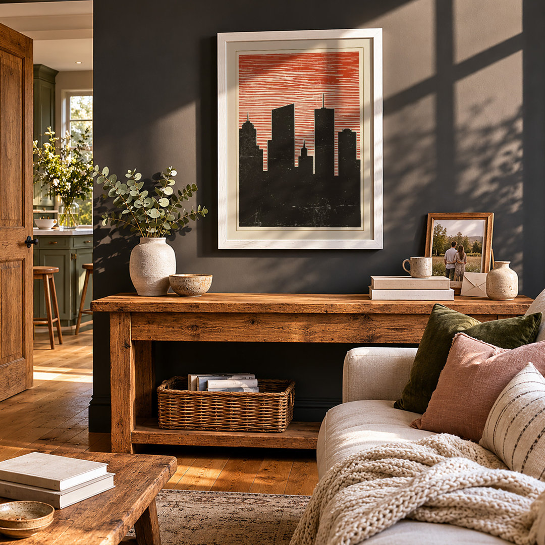 Urban Sunset Skyline Modern - Framed Print