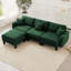Canapé modulaire en L convertible en L à 3 places avec accoudoirs, repose-pieds amovible et pieds cylindriques en tissu Boucle-1493734827