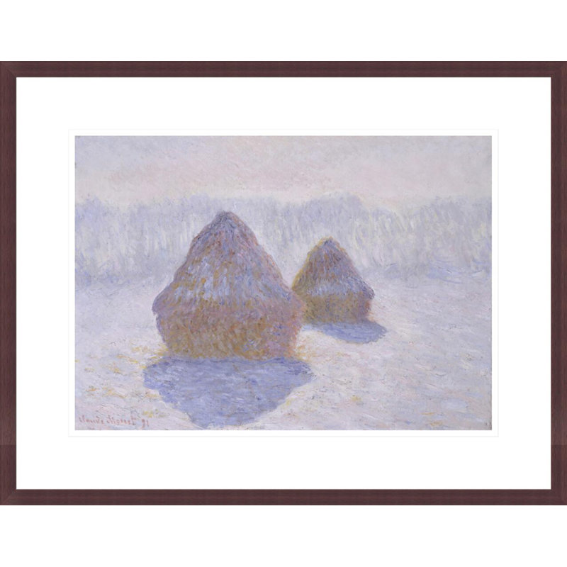 Bottes de foin (effet de neige et de soleil) par Claude Monet, impression giclée encadrée, H 17,06 po x l 21,75 po