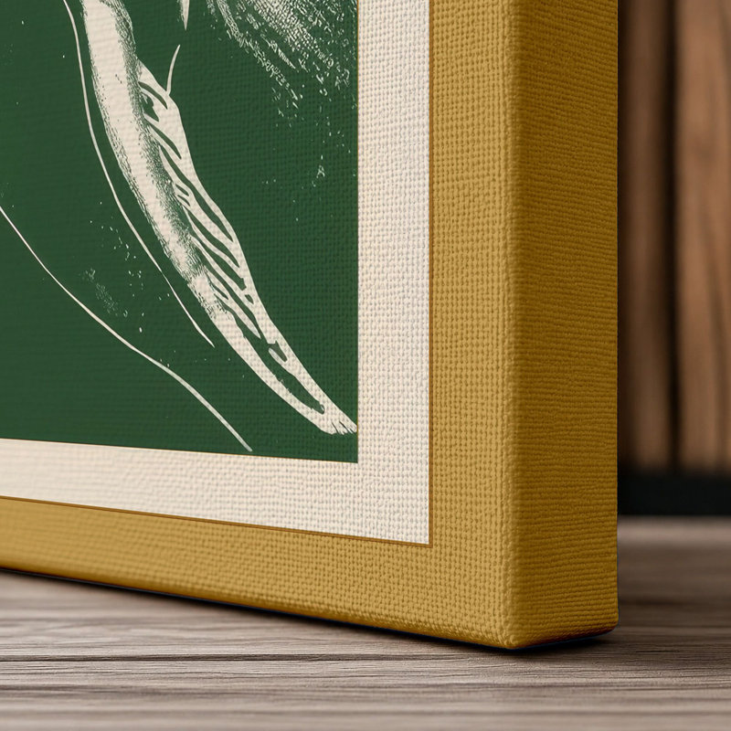 Graceful Seal Study Japandi - Wrapped Canvas, 36x24 - 91.4 x 61.0 cm, Ochre Border