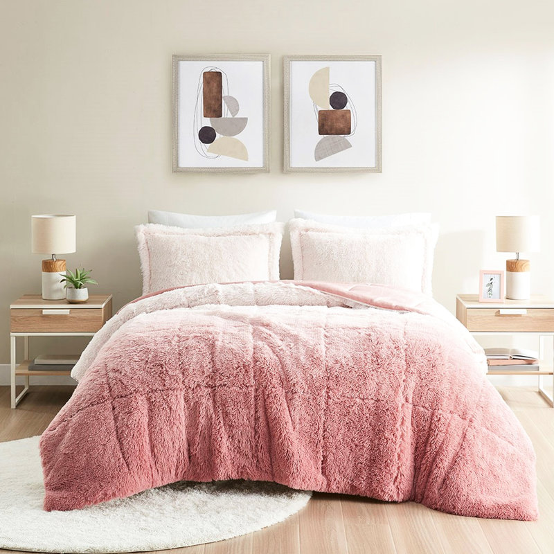 Édredon en fausse fourrure Blush Warm - simple / simple TG, ombre, douillet, doux, lavable à la machine