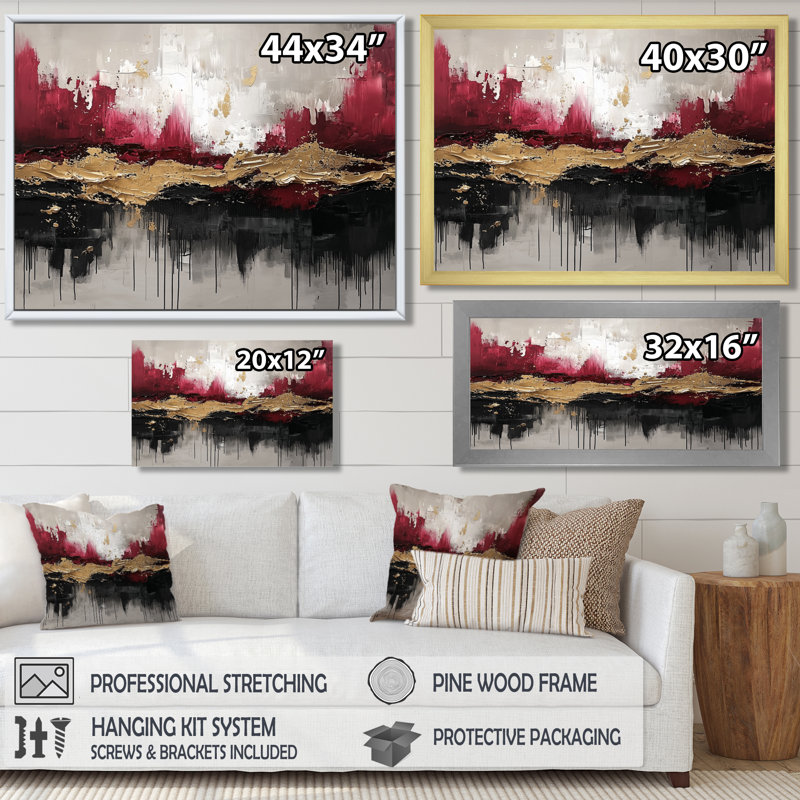 Nowshin - Abstract Wall Art, Reproduction encadrée d'une seule photo, Noir, noir, noir, noir, H 16 po x l 32 po