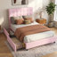 Lit plateforme avec tête de lit, 4 tiroirs de rangement sous le lit, cadre de lit plateforme double pour chambre à coucher, chambre d'amis, personnalisé-795479062-795479059
