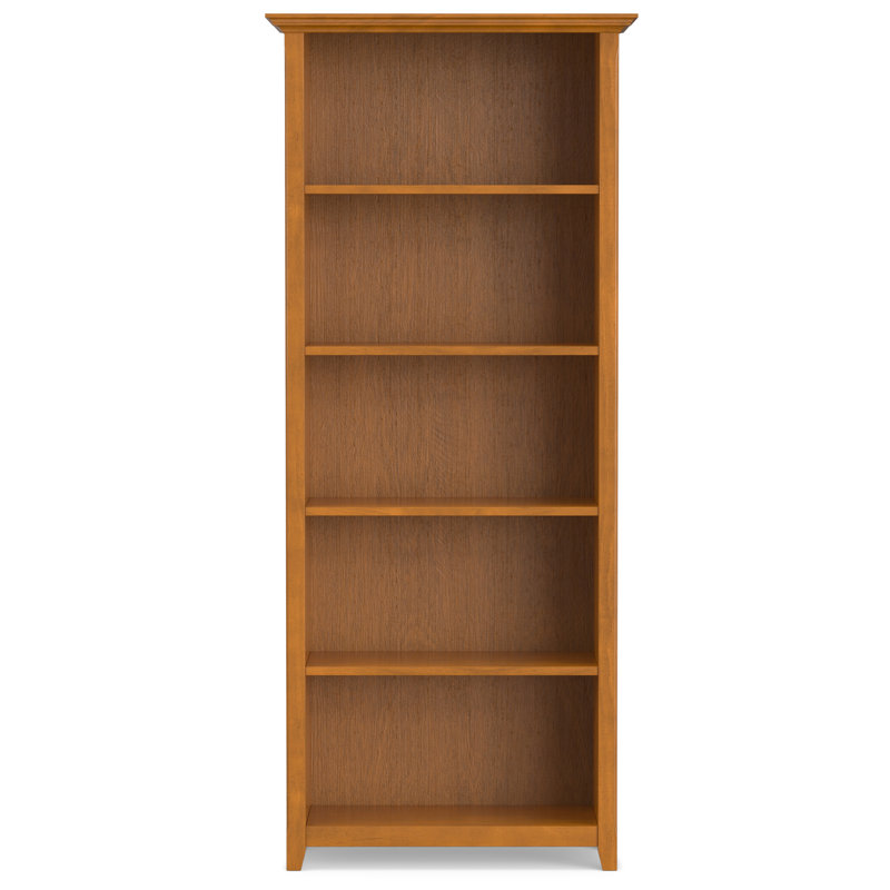 Amherst Adjustable 5-Shelf Solid Pine Bookcase in Light Golden Brown