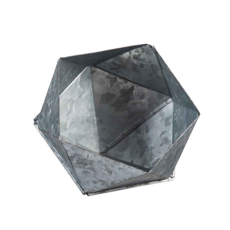 Pot à fleurs en métal galvanisé à capuchon, H 4,6 po x l 4,4 po x P 5,2 po