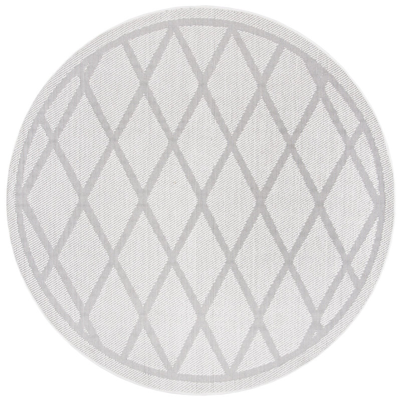 Tapis d'intérieur / extérieur à motif géométrique lavable à la machine Abadou, Rond 6 pi 7 po