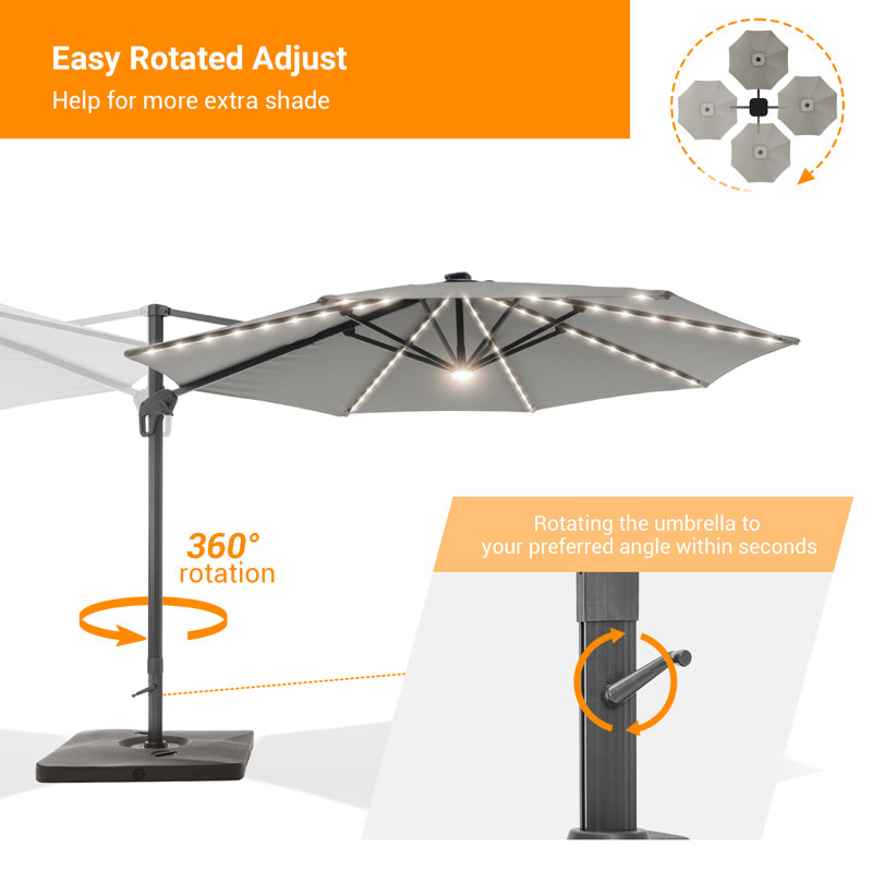 Parasol en porte-à-faux 11 'Kandee, Gris