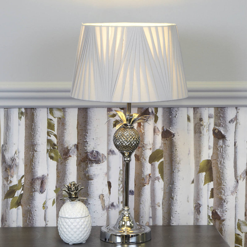 Goodge 56cm Table Lamp for Living Room, Bedside Buffet Lamp with Metal Base, Light Grey