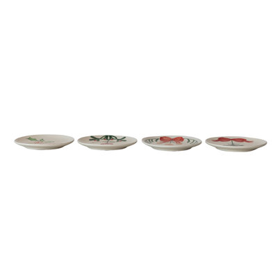 Botanical Stoneware Dessert Plate Set Holiday Edition