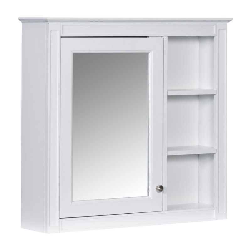 Armoire à pharmacie murale 30 "x 28" avec miroir et 3 tablettes ouvertes | Idée de cadeau, Blanc / Blanc