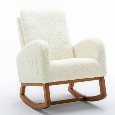 Rocking Chair, Modern Glider Chair, Recliner Armchair With Wood Legs And Side Pocket, Nursery Rocking Accent Chair With High Back For Living Room Bedr -  Ebern Designs, 2897244CF3C3413AB246672F72E0C0E9