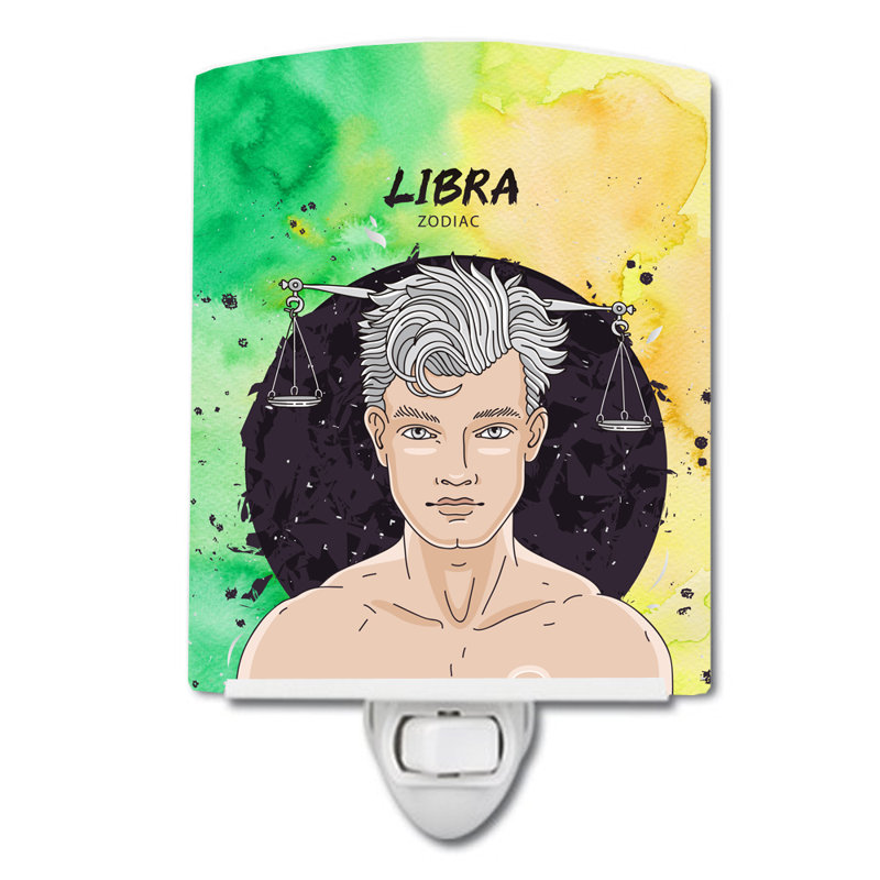 Libra Zodiac Sign Ceramic Night Light