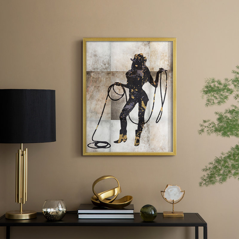 Cowgirl III, reproduction encadrée - bois massif, H 30 po x l 24 po, Doré