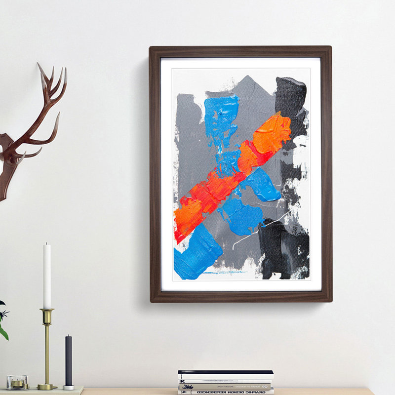 Abstract Art Painting Vol.365 by S.Johnson - Framed Print, 36cm H x 27cm W x 2cm D, Walnut Framed
