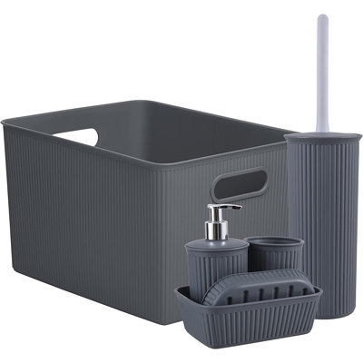 Ribbed 6 Piece Bathroom Accessory Set