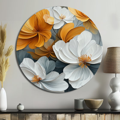 Pétales de velours fleurs jaunes II - fleurs rondes, art en métal