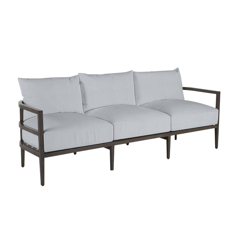Santa Barbara 86.63" Wide Outdoor Patio Sofa with Cushions, No Welt, Standard Plus, Linen Chambray