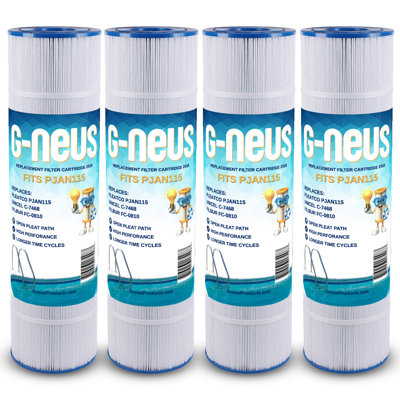 Filtre pour piscine et spa G-NEUS | Remplace Pleatco PJAN115, PJAN115-PAK4, C-7468-4, FC-6410 | Couverture de 115 pieds carrés (x4) | Cartouche de remplacement haute performance, paquet de 4